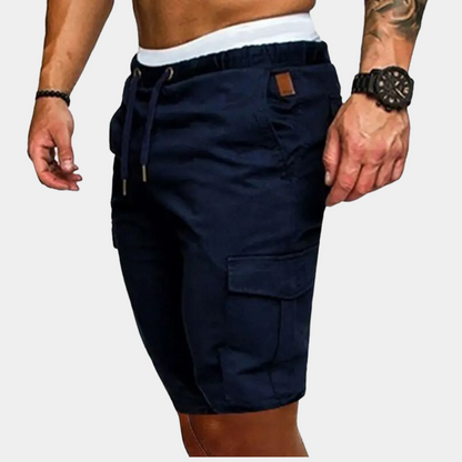 Men's Cargo Shorts with Adjustable Waist and Side Flap Pockets