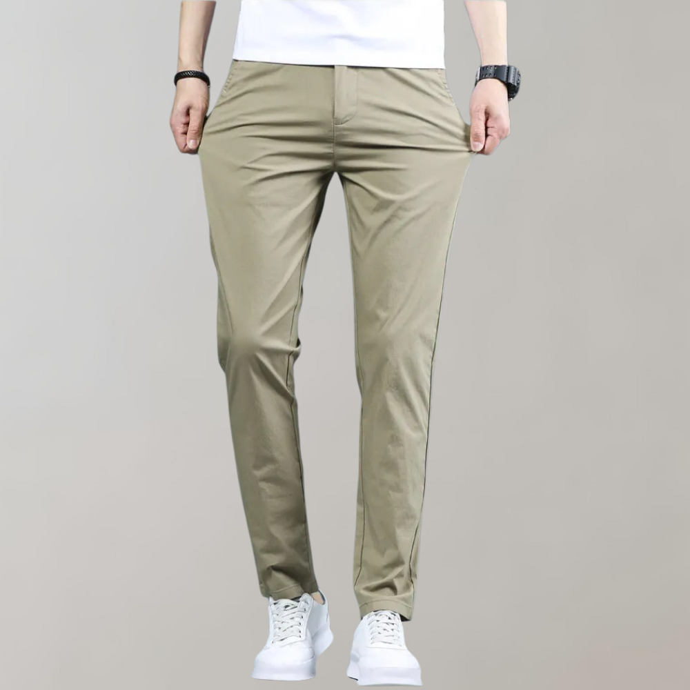 Men's Slim Fit Work Trousers with Stretch Straight Leg Casual Style