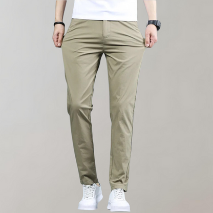Men's Slim Fit Work Trousers with Stretch Straight Leg Casual Style