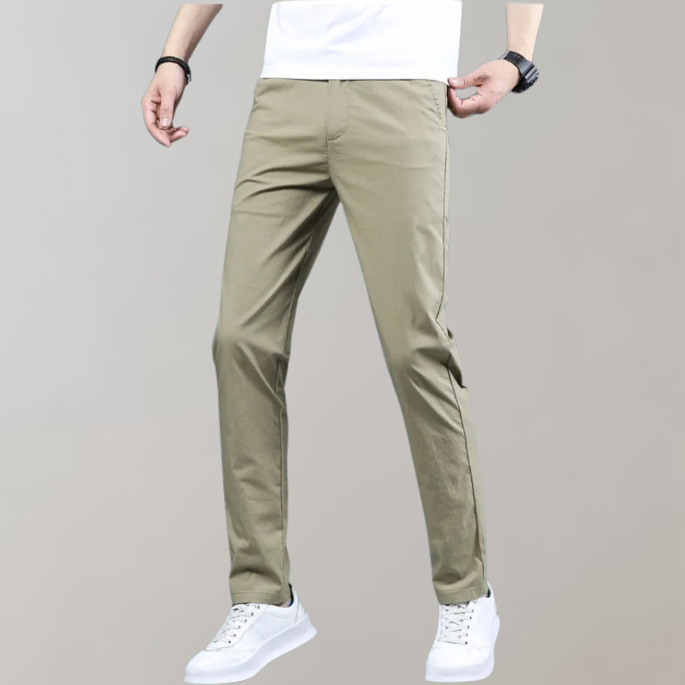 Men's Slim Fit Work Trousers with Stretch Straight Leg Casual Style