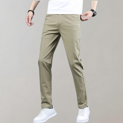 Men's Slim Fit Work Trousers with Stretch Straight Leg Casual Style