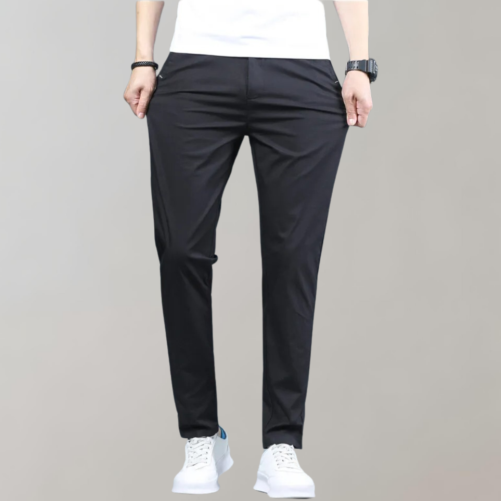 Men's Slim Fit Work Trousers with Stretch Straight Leg Casual Style