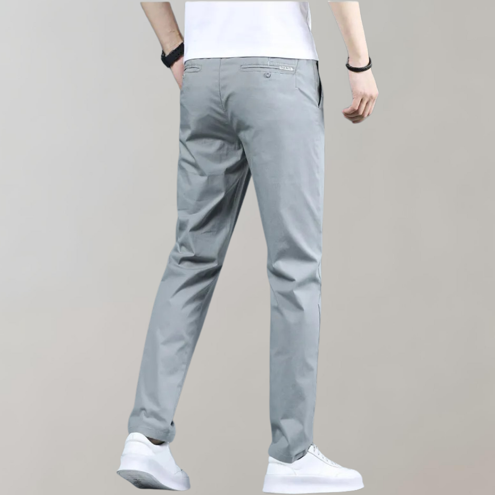 Men's Slim Fit Work Trousers with Stretch Straight Leg Casual Style