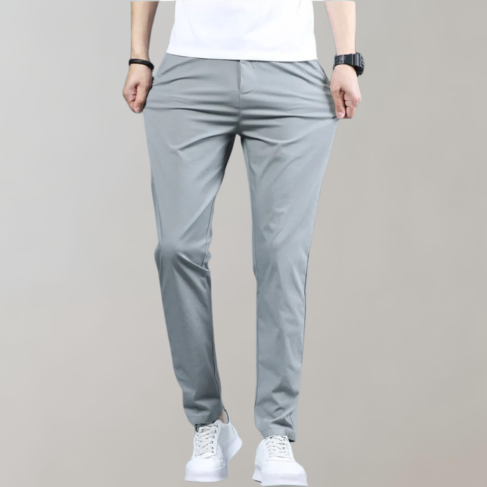 Men's Slim Fit Work Trousers with Stretch Straight Leg Casual Style