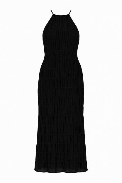 Women's Halter Neck Textured Maxi Dress