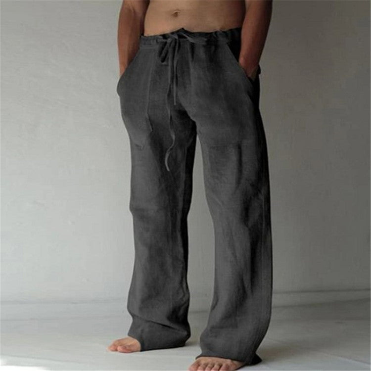 Men's Relaxed Wide-Leg Trousers with Drawstring Waistband