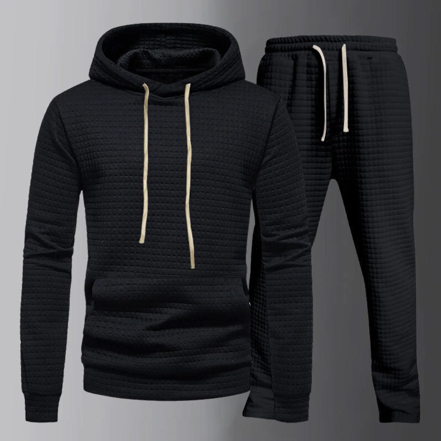 Men's Loungewear Tracksuit with Hoodie and Textured Design