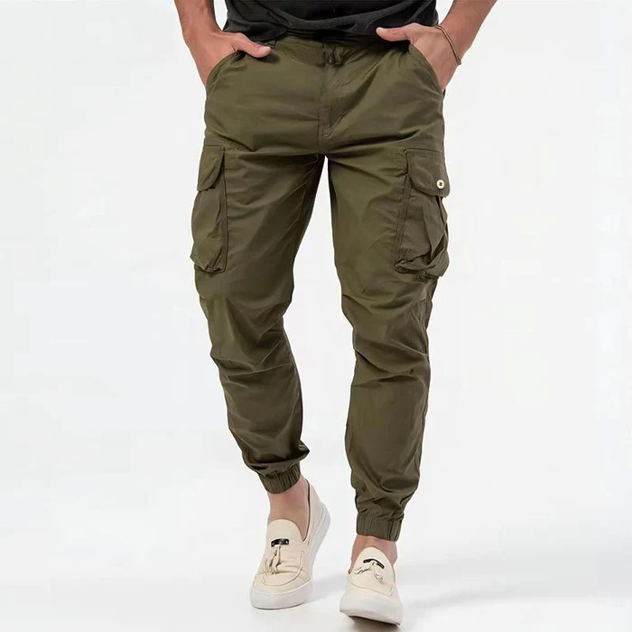 Men's Cargo Trousers Slim Fit Jogger Style with Multiple Pockets