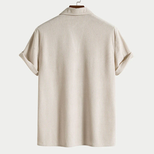 Men's Ribbed Everyday Open-Collar Polo Shirt