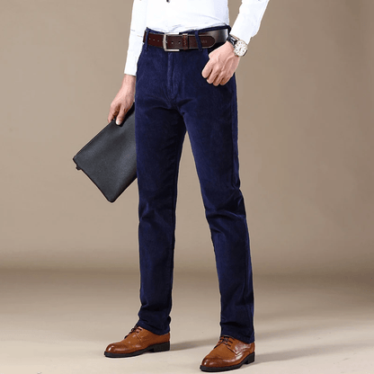 Men’s Corduroy Work Trousers with Classic Slim Fit and Belt Loops