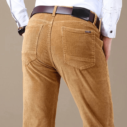 Men’s Corduroy Work Trousers with Classic Slim Fit and Belt Loops