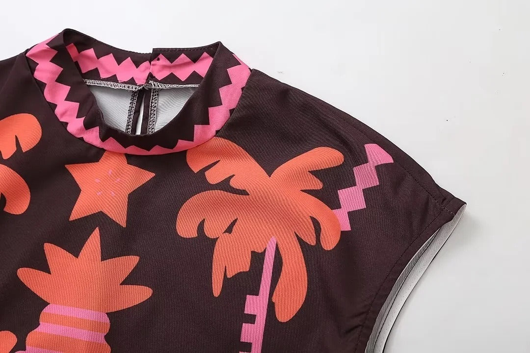 Women's Embroidered Crop Top and High-Waisted Skirt Two-Piece Set