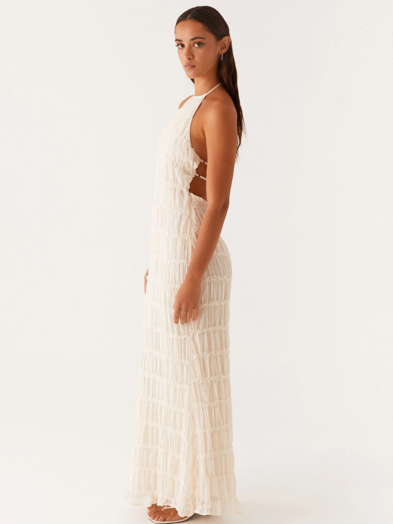 Women's Halter Neck Textured Maxi Dress