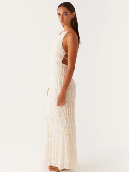 Women's Halter Neck Textured Maxi Dress