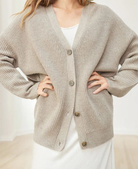 Women's Oversized Button Cardigan with Cozy Ribbed Knit Texture