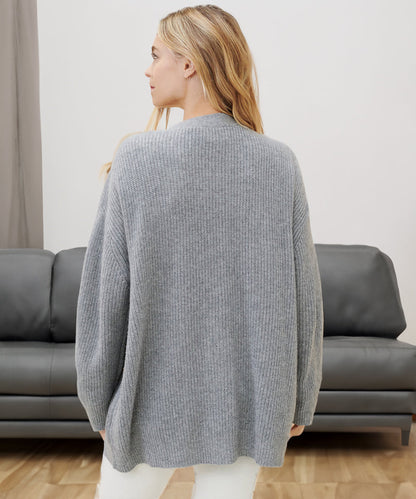 Women's Oversized Button Cardigan with Cozy Ribbed Knit Texture