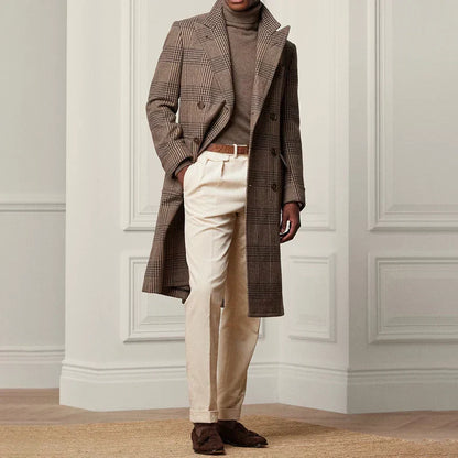 Men's Corduroy Trousers Elegant High Waist Pleated Straight Fit