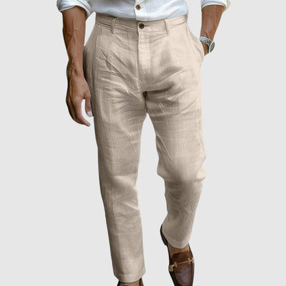 Men's Tapered Lightweight Pants with Button Waist and Pockets