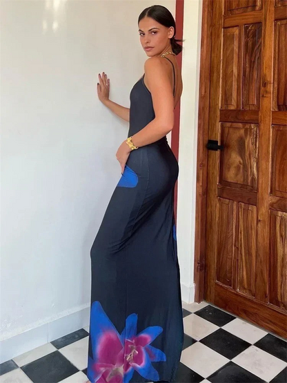 Women’s Sleeveless Floral Print Maxi Dress