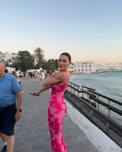 Women’s Floral Print Fitted Maxi Dress