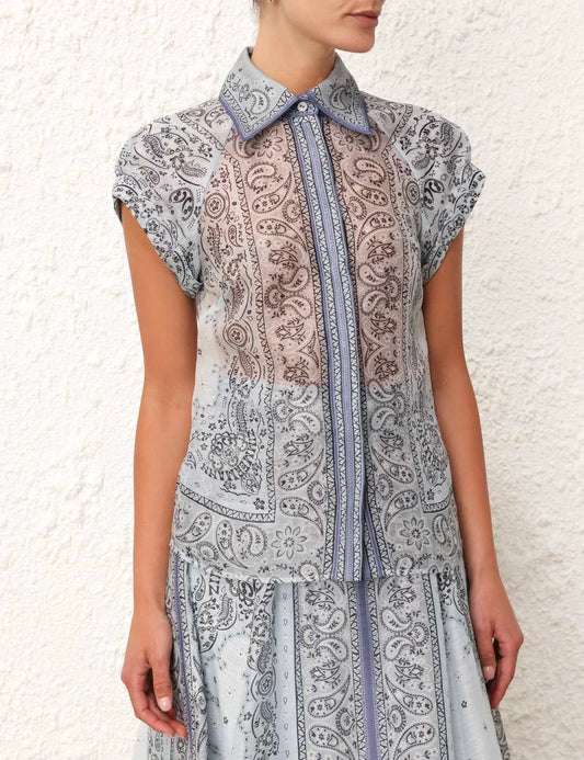 Women's Paisley Print Maxi Dress with Belted Waist