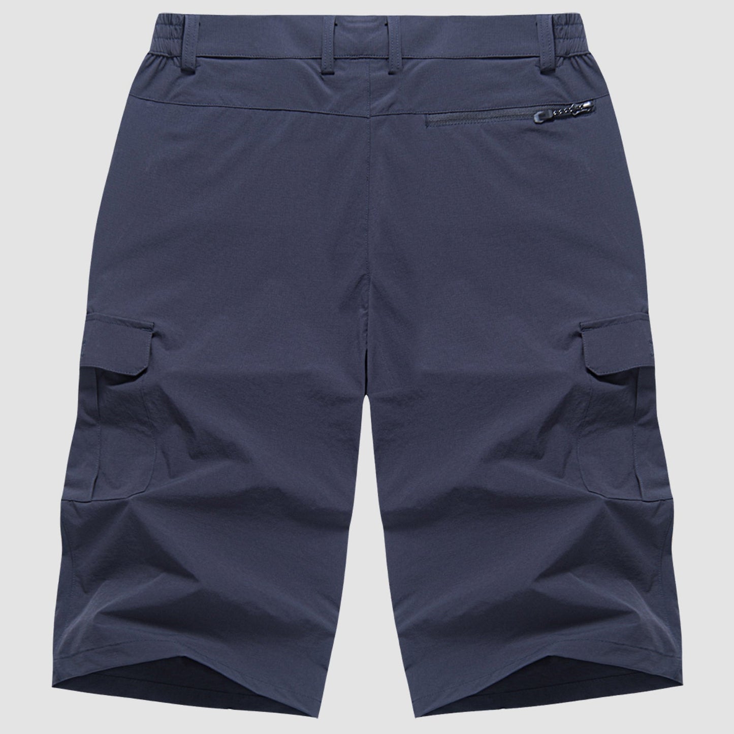 Men's Knee-Length Cargo Shorts with Side Pockets and Zip Closure