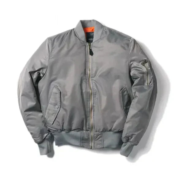 Women's Windproof Bomber Jacket with Zip Pocket and Ribbed Cuffs