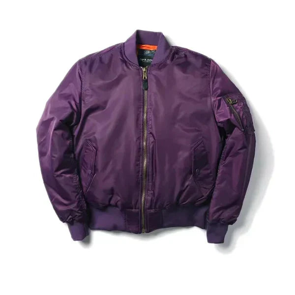 Women's Windproof Bomber Jacket with Zip Pocket and Ribbed Cuffs
