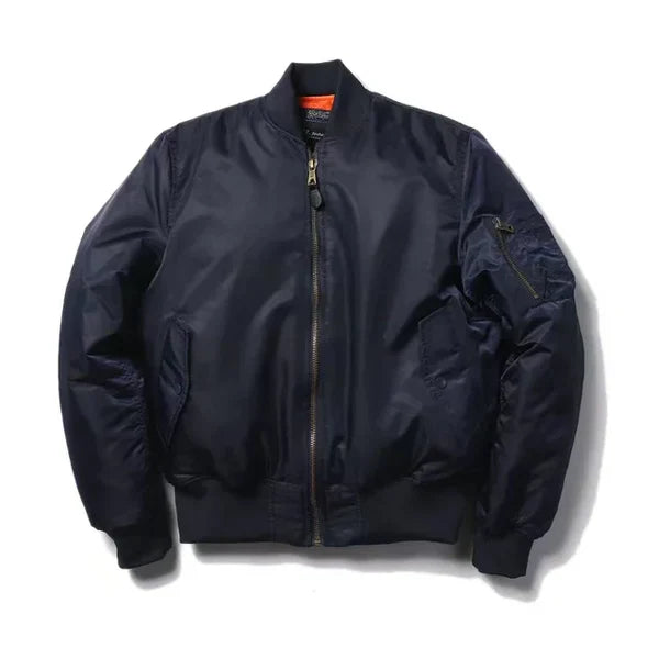 Women's Windproof Bomber Jacket with Zip Pocket and Ribbed Cuffs