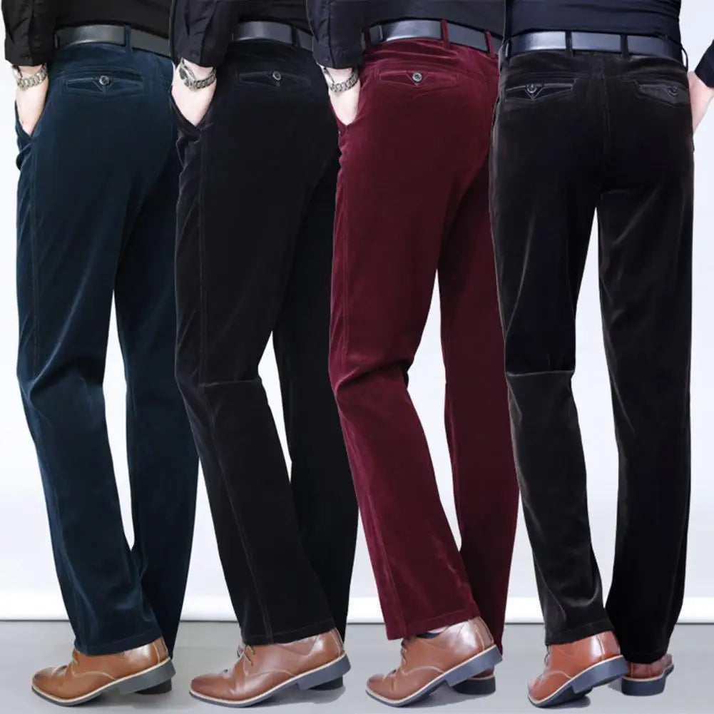 Men's Corduroy Trousers Straight Leg Business Casual Classic Fit