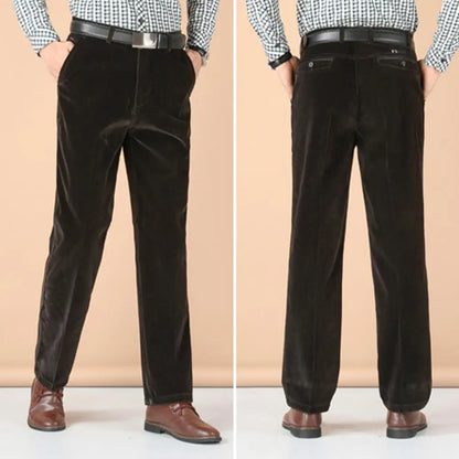 Men's Corduroy Trousers Straight Leg Business Casual Classic Fit