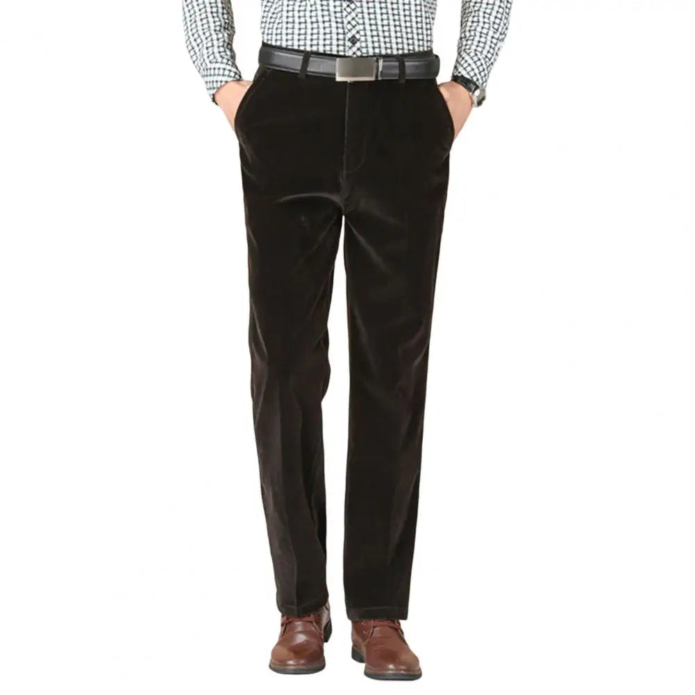 Men's Corduroy Trousers Straight Leg Business Casual Classic Fit