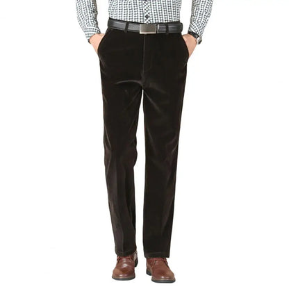 Men's Corduroy Trousers Straight Leg Business Casual Classic Fit
