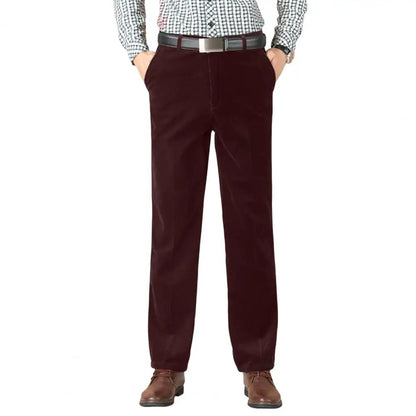 Men's Corduroy Trousers Straight Leg Business Casual Classic Fit