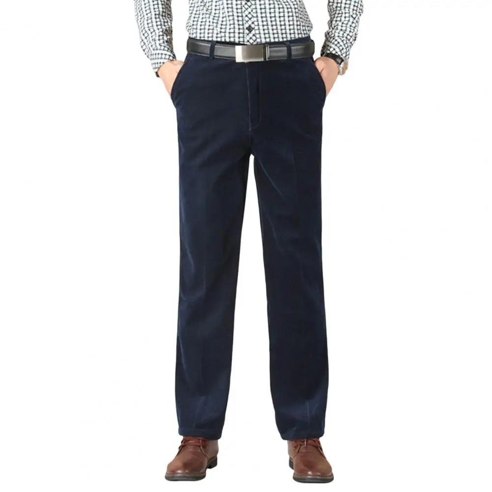 Men's Corduroy Trousers Straight Leg Business Casual Classic Fit
