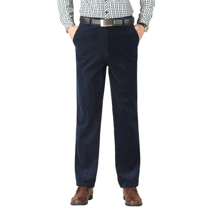 Men's Corduroy Trousers Straight Leg Business Casual Classic Fit