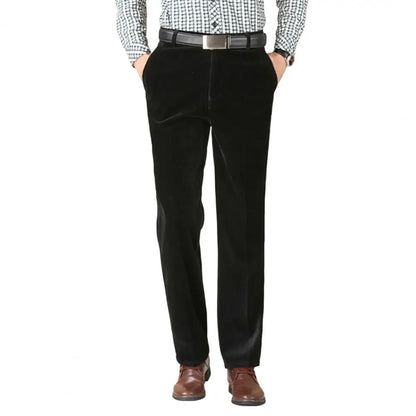Men's Corduroy Trousers Straight Leg Business Casual Classic Fit