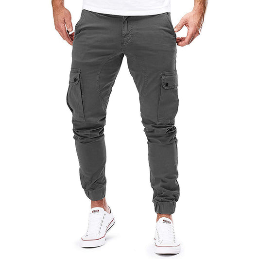 Men's Cargo Trousers Slim Fit Multi-Pocket Casual Jogger Style