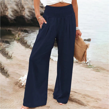 Women's Comfortable High-Waisted Pleated Pants