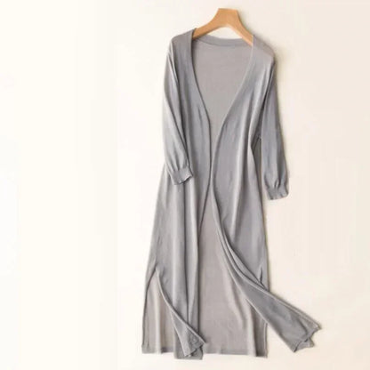 Women's Long Cardigan with Open Front and Long Sleeves