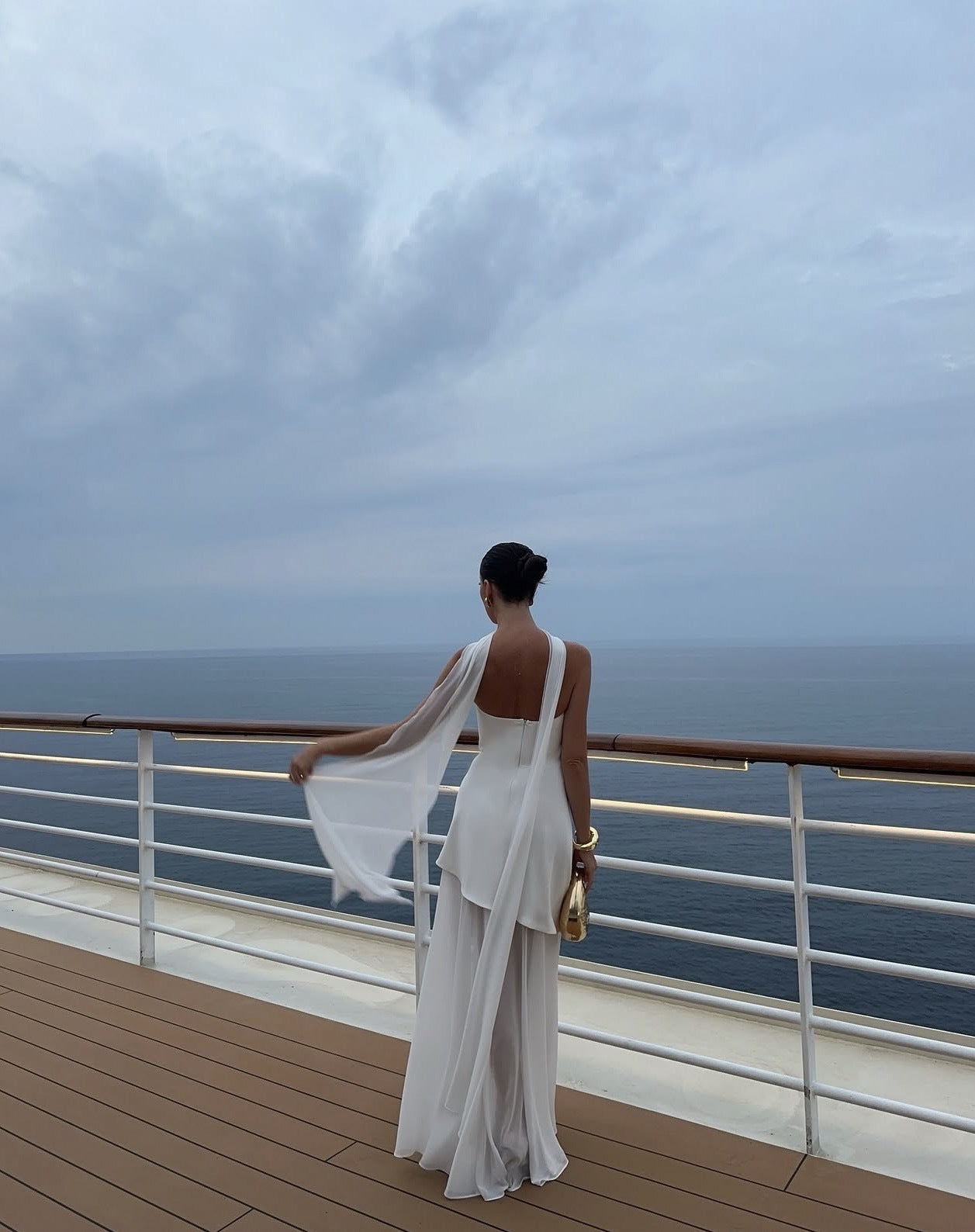 Women's Strapless Maxi Dress with Sheer Layer and Choker Detail