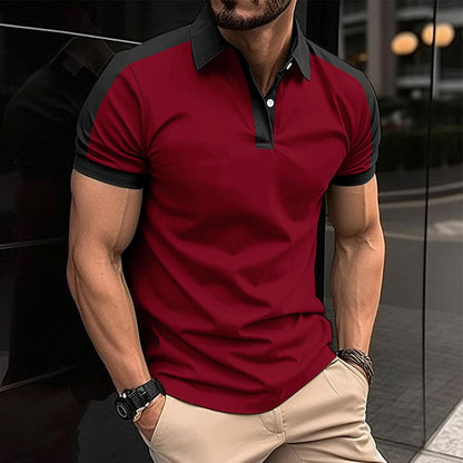 Men's Slim Fit Polo Shirt with Contrast Collar and Cuff Detail
