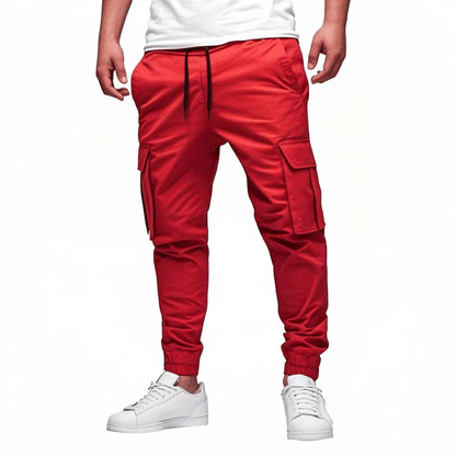 Men's Slim Fit Cargo Jogger Pants with Elastic Waist and Cuffs