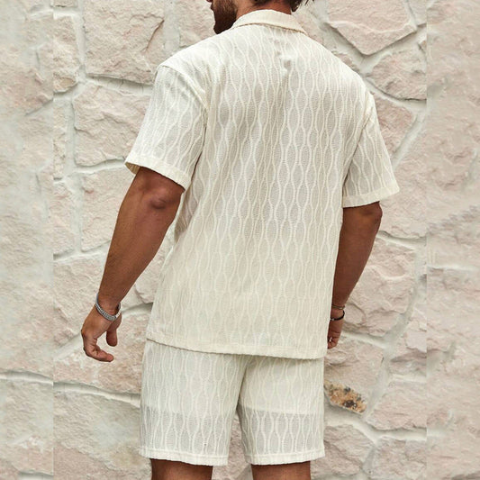 Men's Two-Piece Short-Sleeve Shirt and Shorts Casual Set