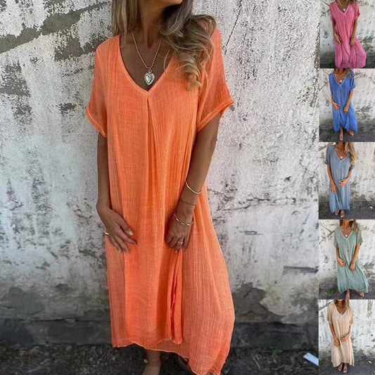 Women's Relaxed V-Neck Maxi Dress