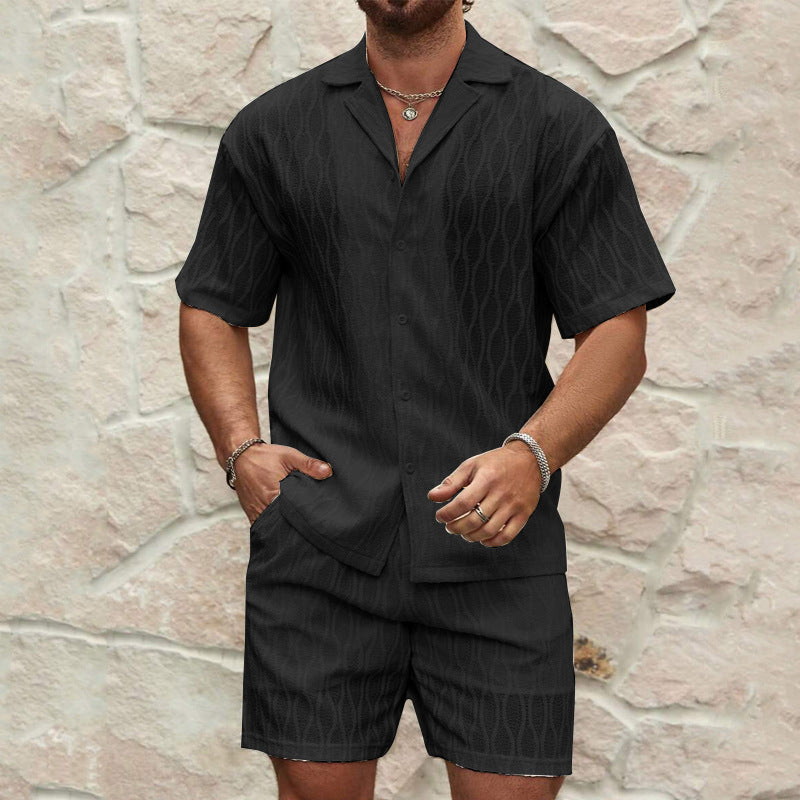 Men's Two-Piece Short-Sleeve Shirt and Shorts Casual Set