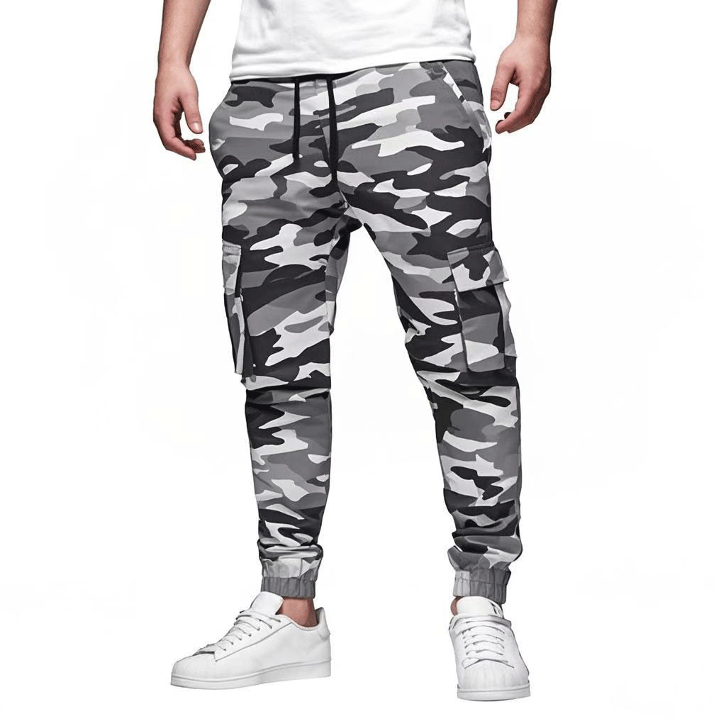 Men's Slim Fit Cargo Jogger Pants with Elastic Waist and Cuffs