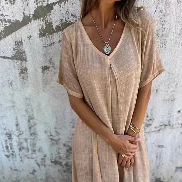 Women's Relaxed V-Neck Maxi Dress