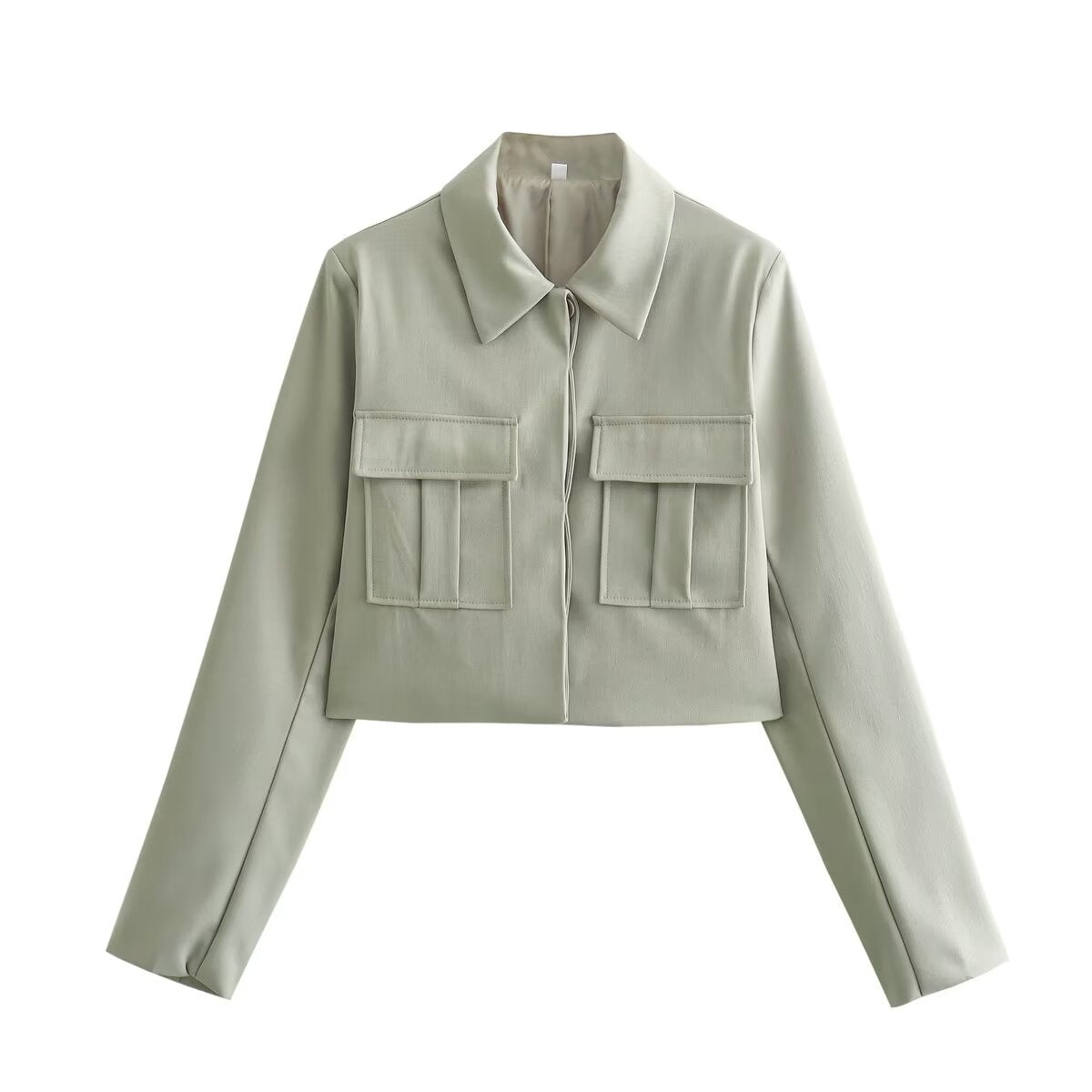 Women's Modern Two-Piece Set with Cropped Jacket and Wide-Leg Pants