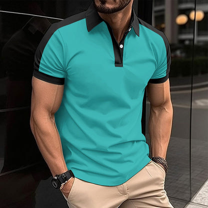 Men's Slim Fit Polo Shirt with Contrast Collar and Cuff Detail